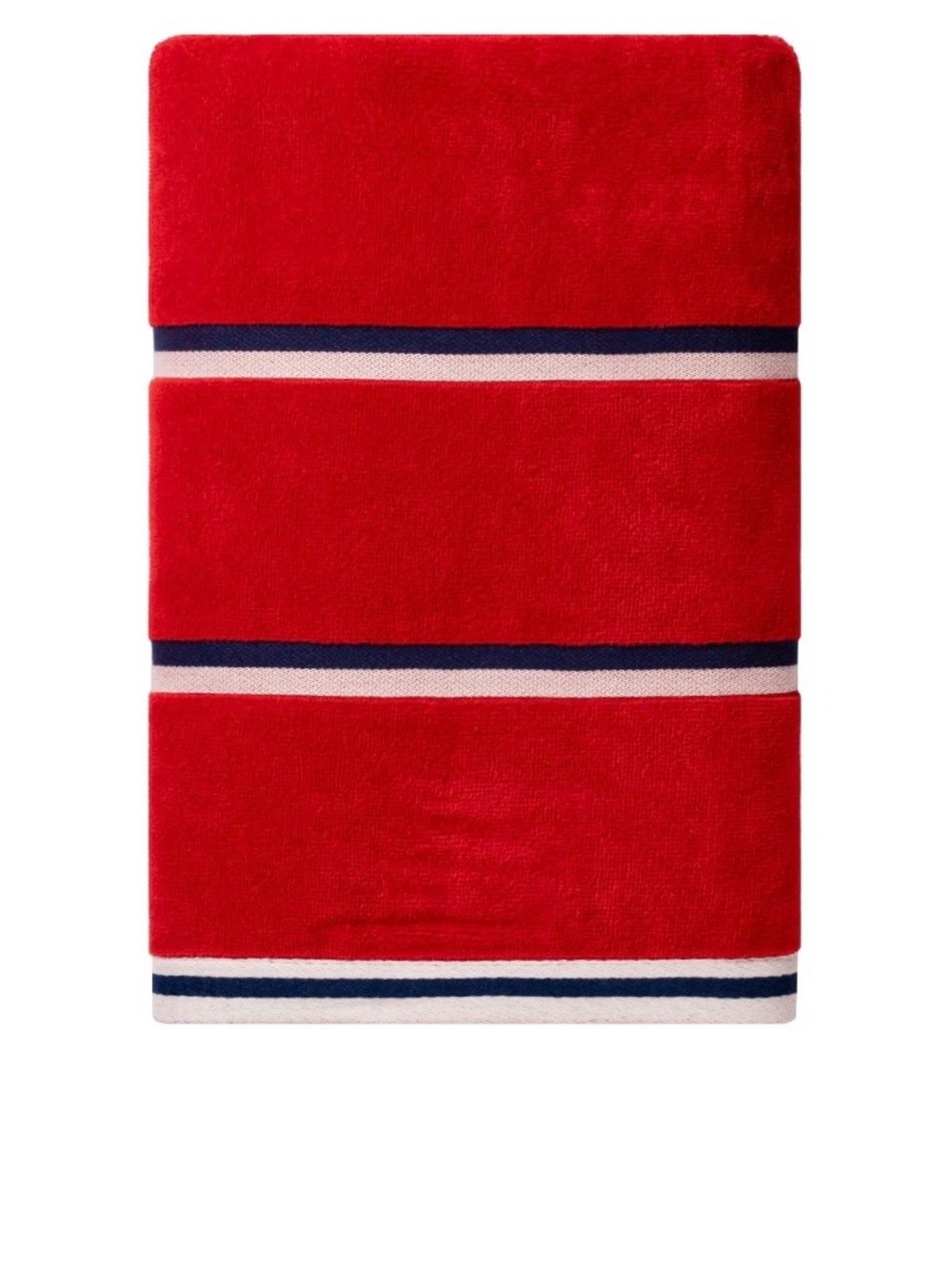 5 Mainstays Red Beach Towel with Navy and White Stripes oversized